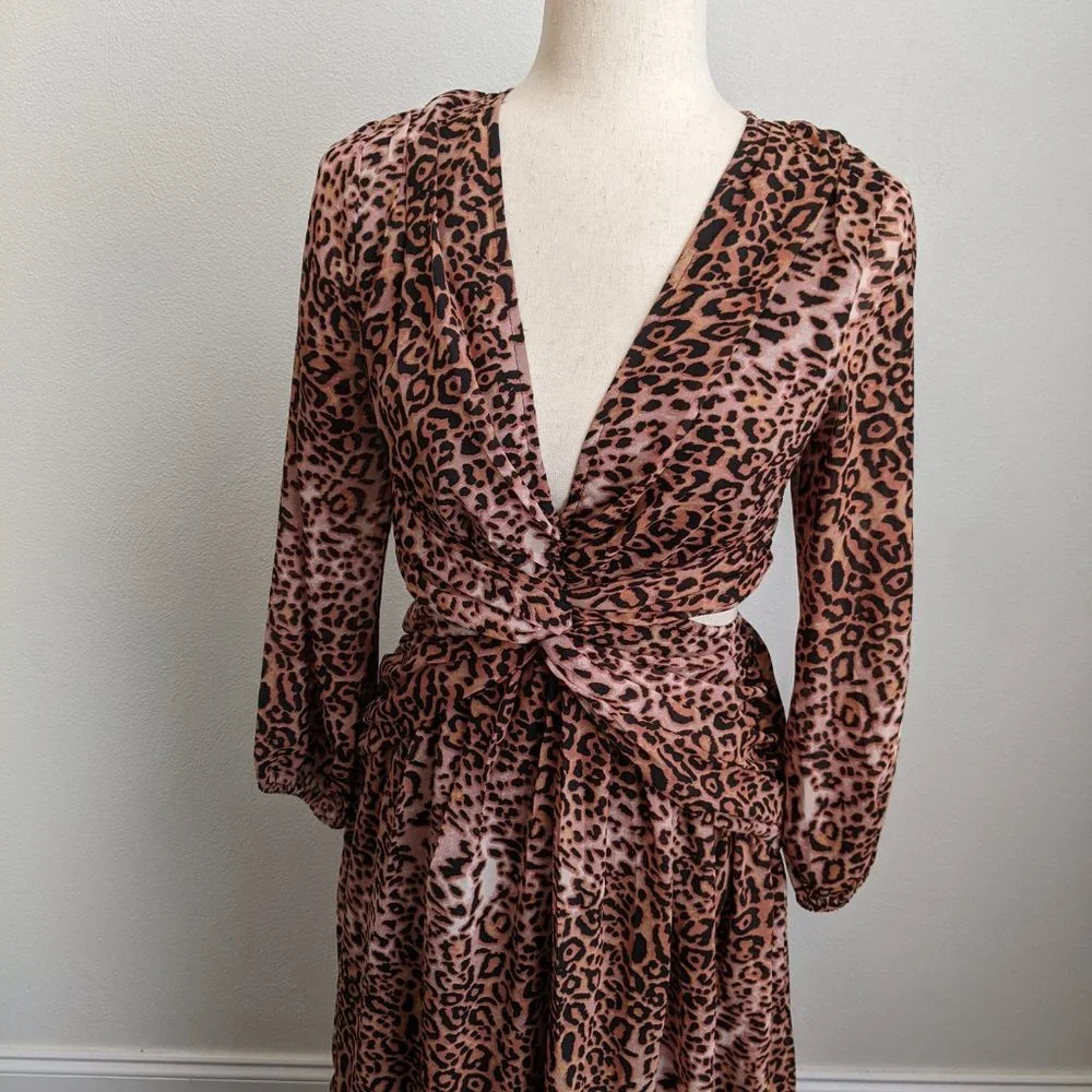 Anthropologie Ranna Gill Cutout Animal Print Midi Dress - Picture 9 of 11